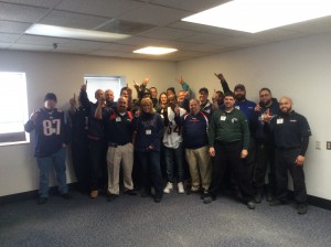 U-Haul Company of Boston, Team 837, celebrated the Patriots' win with a chicken wing lunch at end of the month meetings on Feb. 18.