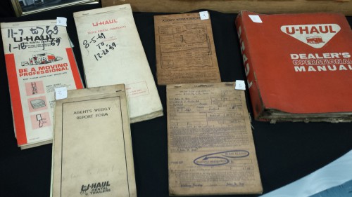 Old U-Haul rental contracts were among the many items on display at Ridgefield Heritage Day.
