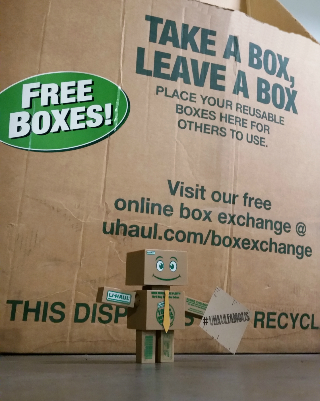 Boxman recycles using Take a Box, Leave a Box