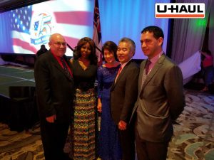 Joe and Sylvia Shoen, left, and MCP Kaleo Alau, far right, meet Hawaii governor David Ige and his wife at the tribute dinner on Dec. 6. 