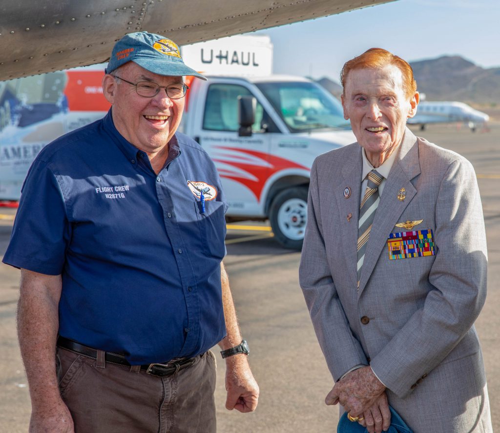 U-Haul Chairman Joe Shoen and WWII Navy veteran Jack Holder, a survivor or Pearl Harbor attack and aerial combat missions over Midway and the English Channel