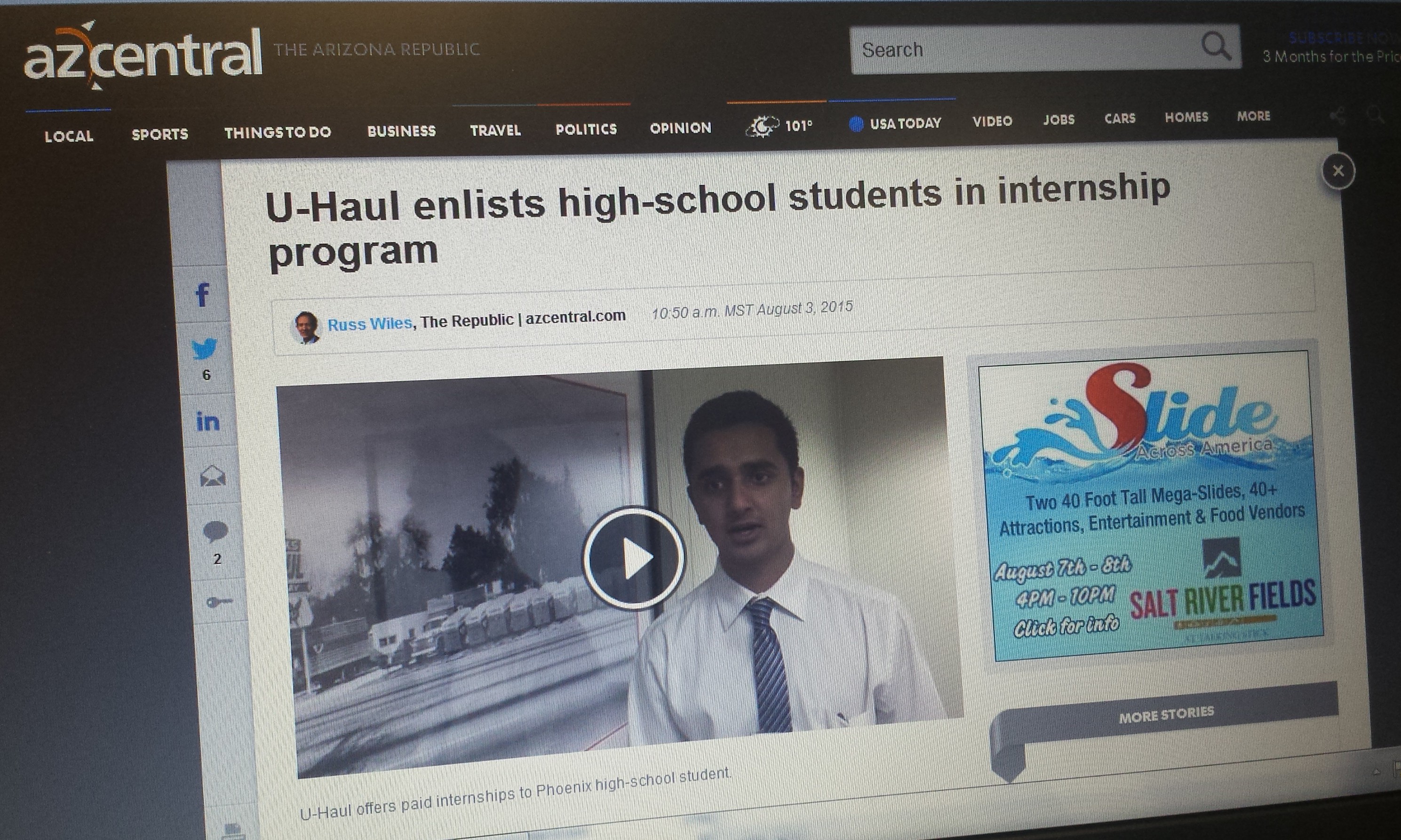 Arizona Republic Reports on U-Haul Brophy Internship Program