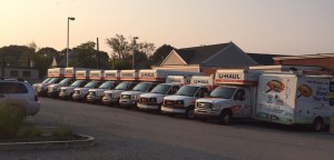 Boston Moving Day U-Haul trucks