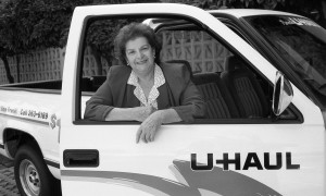 Elaine DeShong with U-Haul pickup