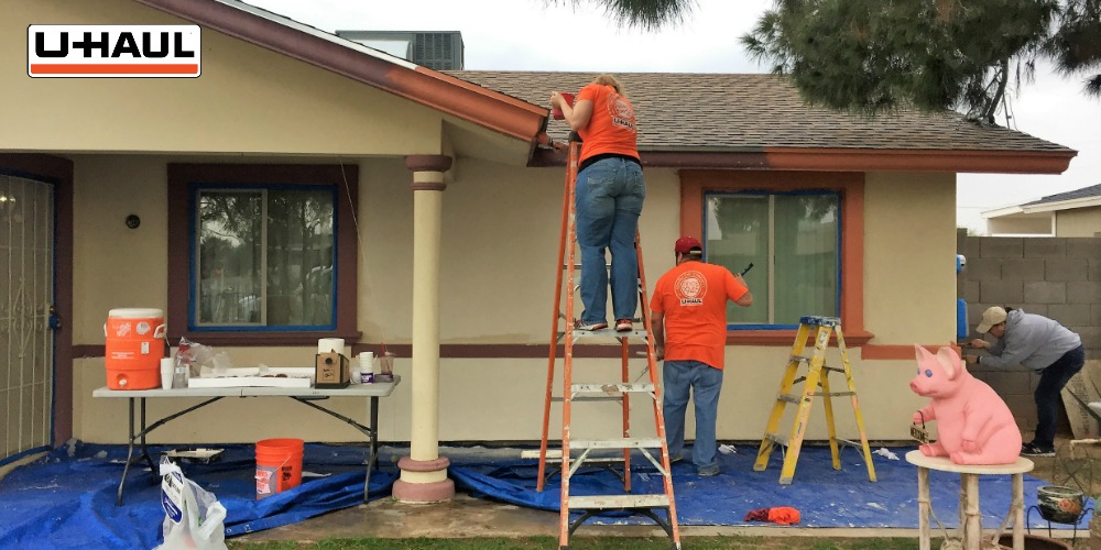 U-Haul volunteers helped give this house a fresh coat of paint.