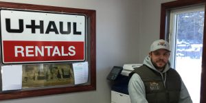 U-Haul dealer Rae Croteau, owner of Big Rack Rentals, competing in chuckwagon racing