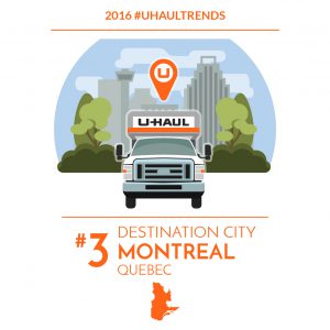 Montreal is the No. 3 U-Haul Canadian Destination City for 2016