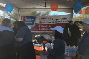 U-Haul booth at the Climb to Conquer Cancer mountain-top party