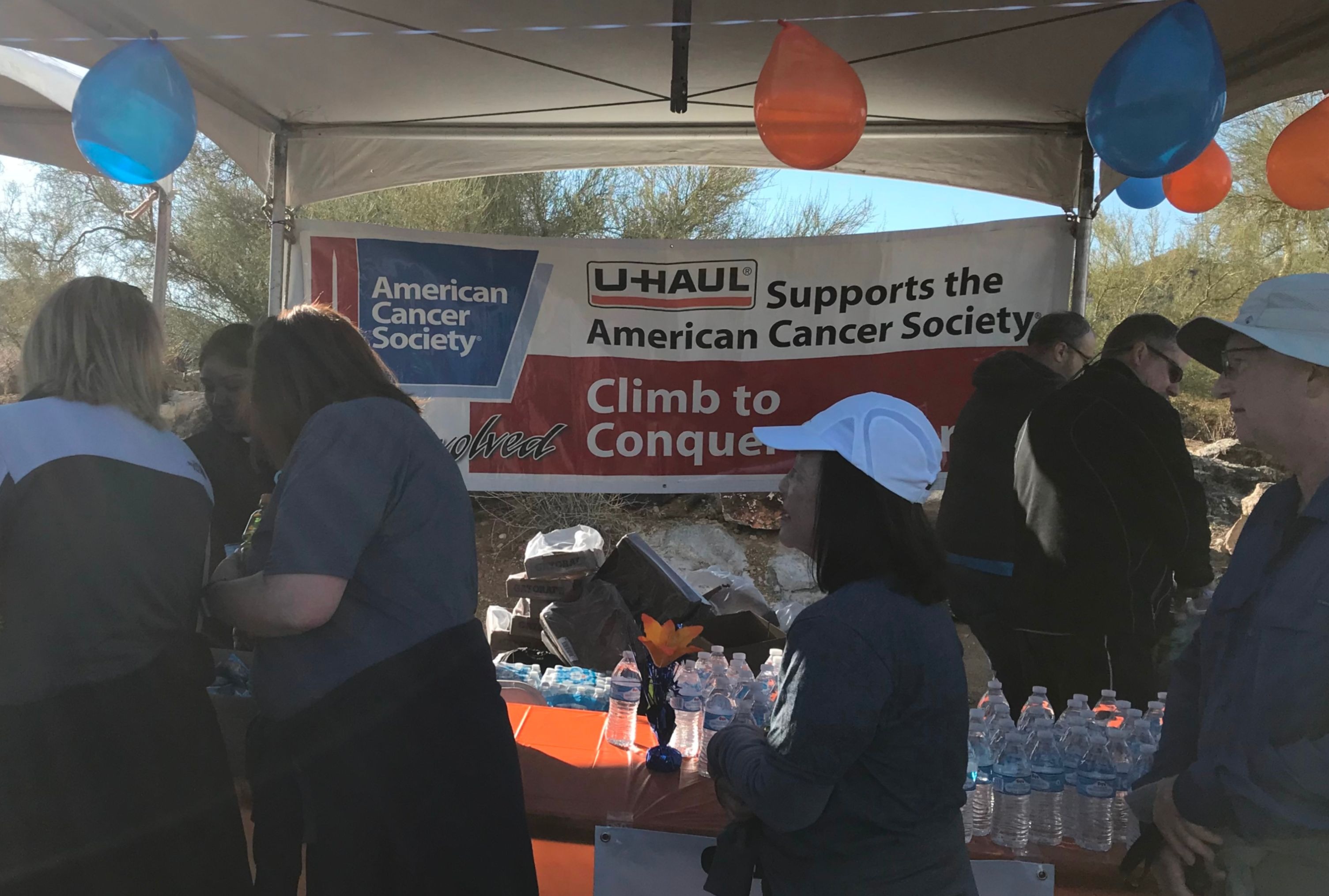 U-Haul booth at the Climb to Conquer Cancer mountain-top party