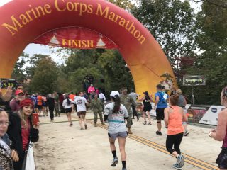 Monique Wantland finishing the 43rdAnnual Marine Corps Marathon.