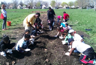 DEPSA students clean up Romanowski garden