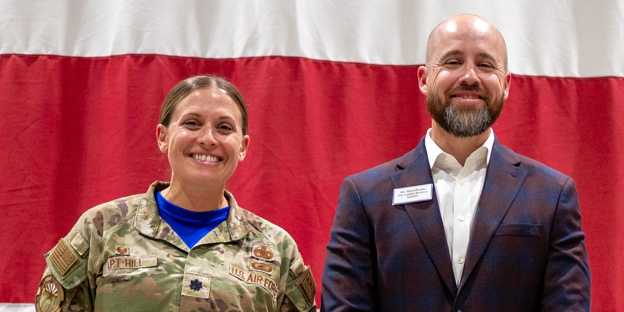 Lt. Col. Tyner Apt-Hill and Luke AFB Honorary Commander Steve Dudley of U-Haul