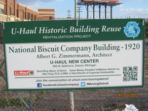 U-Haul NBC-Nabisco Building Deroit Construction Sign